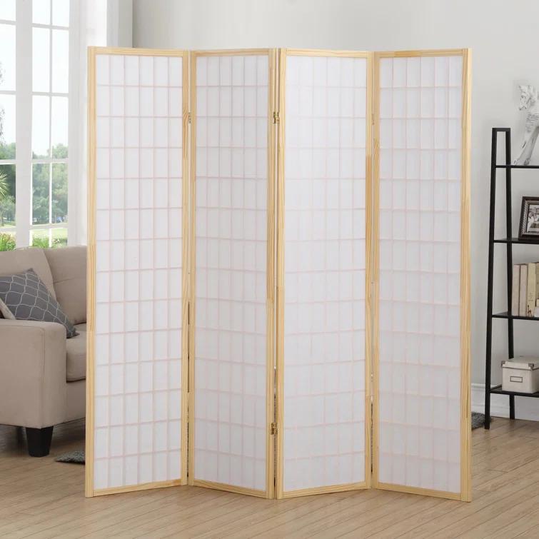 Red Lantern 4 ft. Short Window Pane Shoji Screen - Honey - 4 Panels