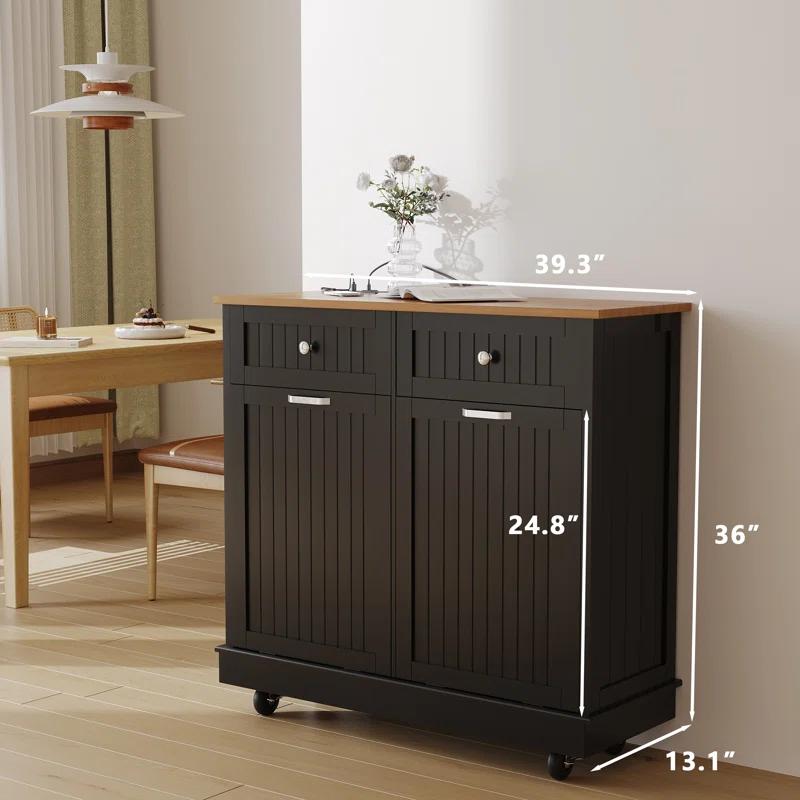 Betterhood Havant Double Tilt Out Trash Cabinet 20 Gallons Wooden Free Standing(Not include trash can)