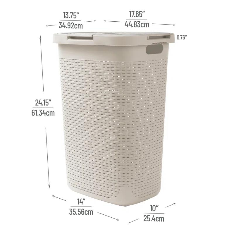 Mind Reader Mind Reader 60L Slim Laundry Hamper, Clothes Basket, Lid, Wicker Style, Plastic