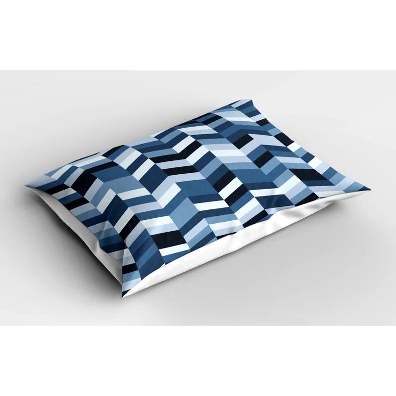 Ambesonne Ambesonne Slate Blue Pillow Sham 2 Pack Zigzag Twisty Lines Dark Slate Blue