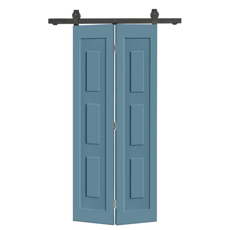 Calhome 3 Panel Shaker Composite Bi-Fold Door with Sliding Barn Door Hardware Kit