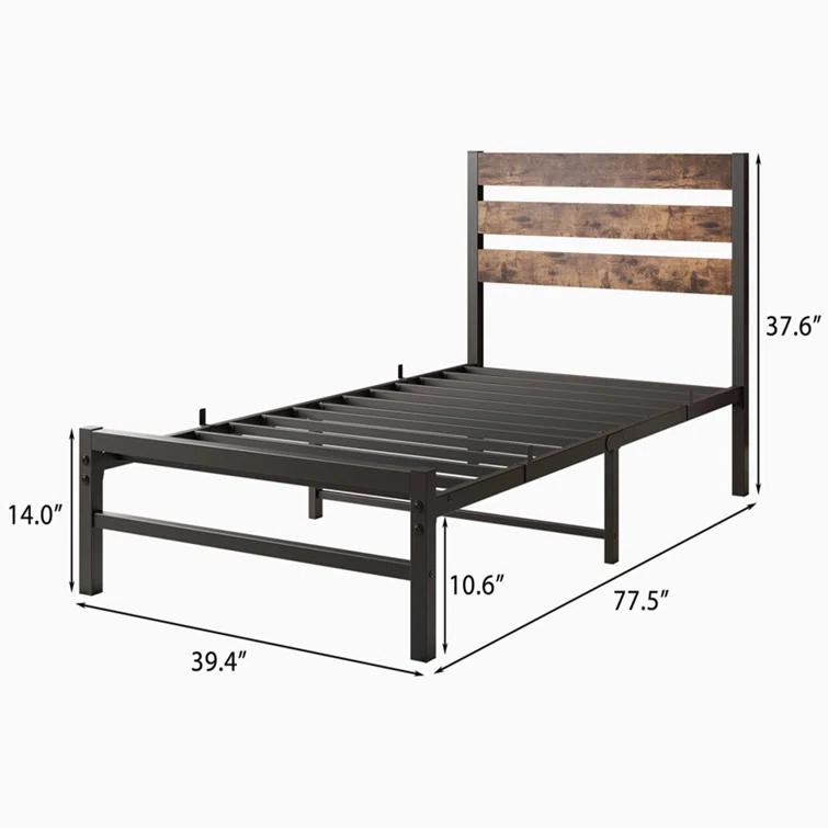 Ebern Designs Doiphode Full Size Platform Bed Frame with Rustic Vintage Wood Headboard,  No Box Spring Needed Rustic Brown