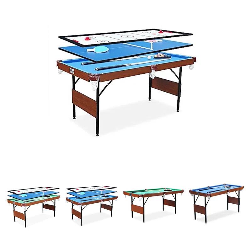 RACK Pool Tables Rack Crux 55 in Folding Billiard/Pool Table (Blue 3-in-1 Multi Game)