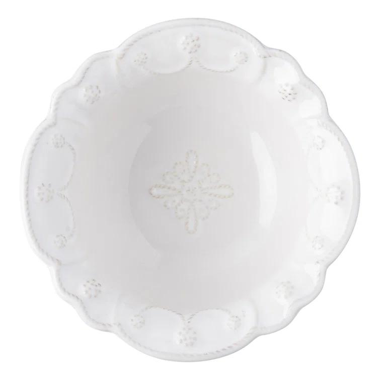 Whitewash Ceramic Stoneware Ramekin with Embossed Detailing