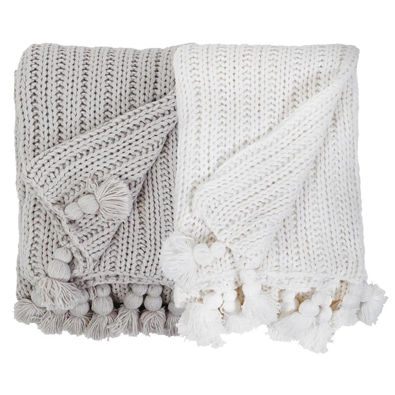 Anacapa Oversized Throw by Pom Pom at Home - Light Gray