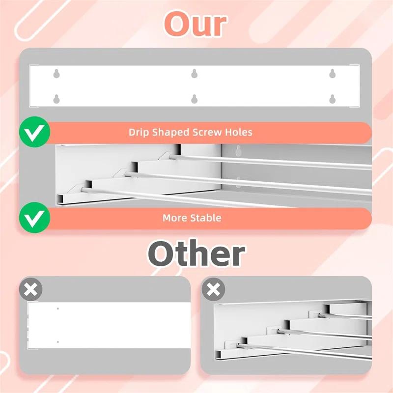 Rebrilliant Foldable Wall Mounted Drying Rack - 19.8 Inch, Space Saving Design