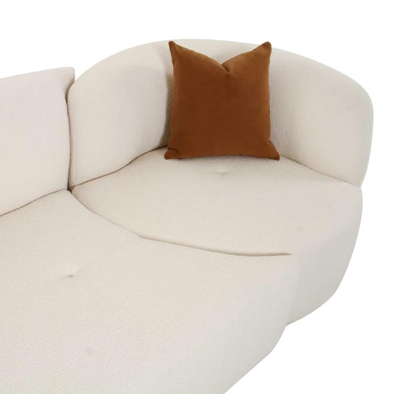 Cream Boucle Two-Piece Modular Velvet Sofa