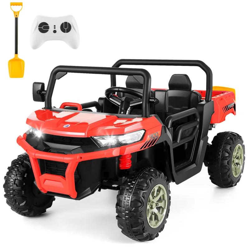 4 Wheels 24V Ride on Dump Truck Toys 2 Seater Kids Ride On UTV Car with Remote Control,Electric Dump Bed