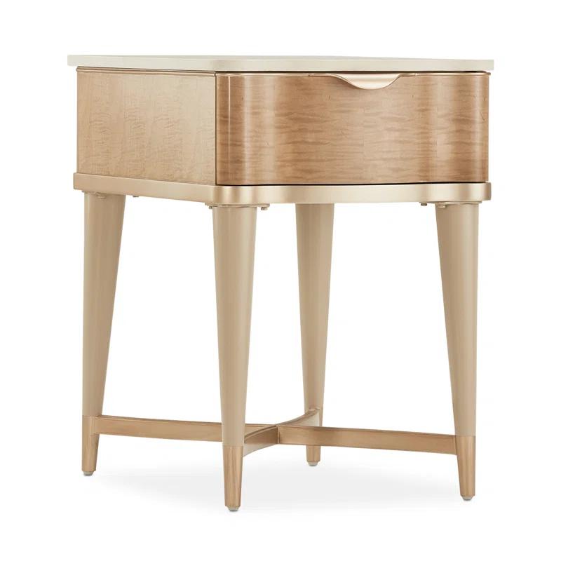 Michael Amini Malibu Crest Marble Top End Table with Storage