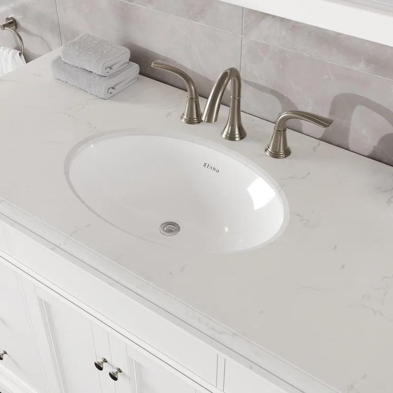 Eviva Elite Stamford . White Single Sink Bath Vanity With Carrara Quartz Top And Undermount Porcelain Sink