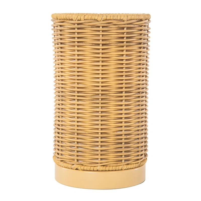 Kouboo All Weather Wicker Indoor/Outdoor Rechargeable LED Drum Table Lamp, Natural Color