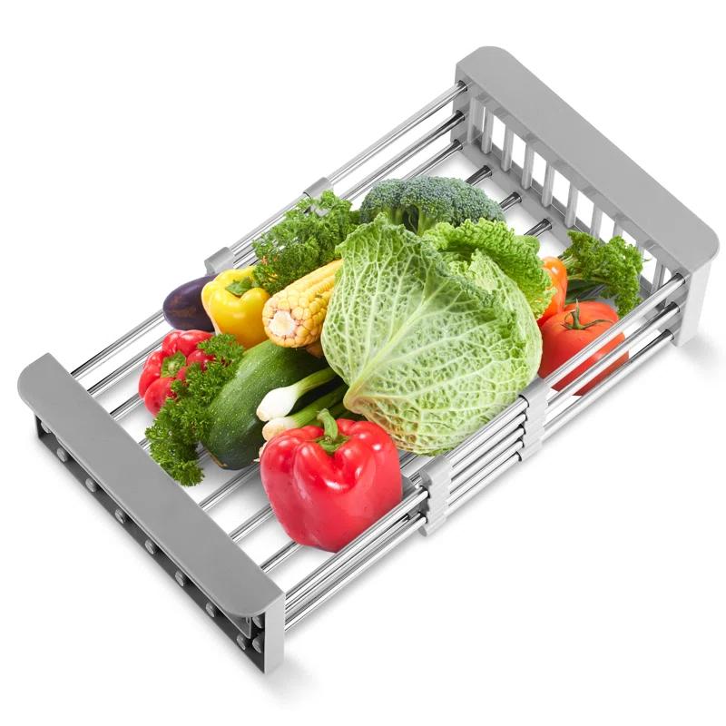 Cheer Collection Adjustable Stainless Steel Over The Sink Dish Rack