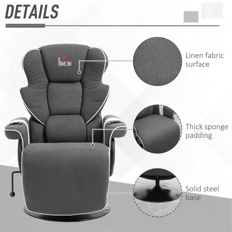 HomCom Faux Leather Manual Swivel Ergonomic Recliner | Wayfair