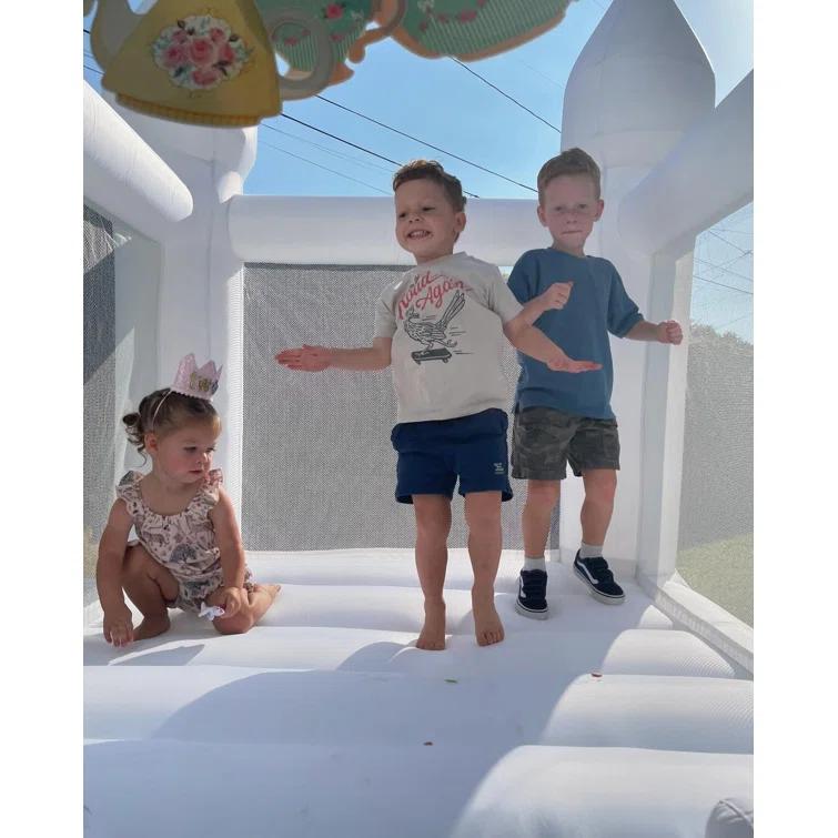 Connsann 9' x 9' Oxford White Bounce House with Slide and Air Blower