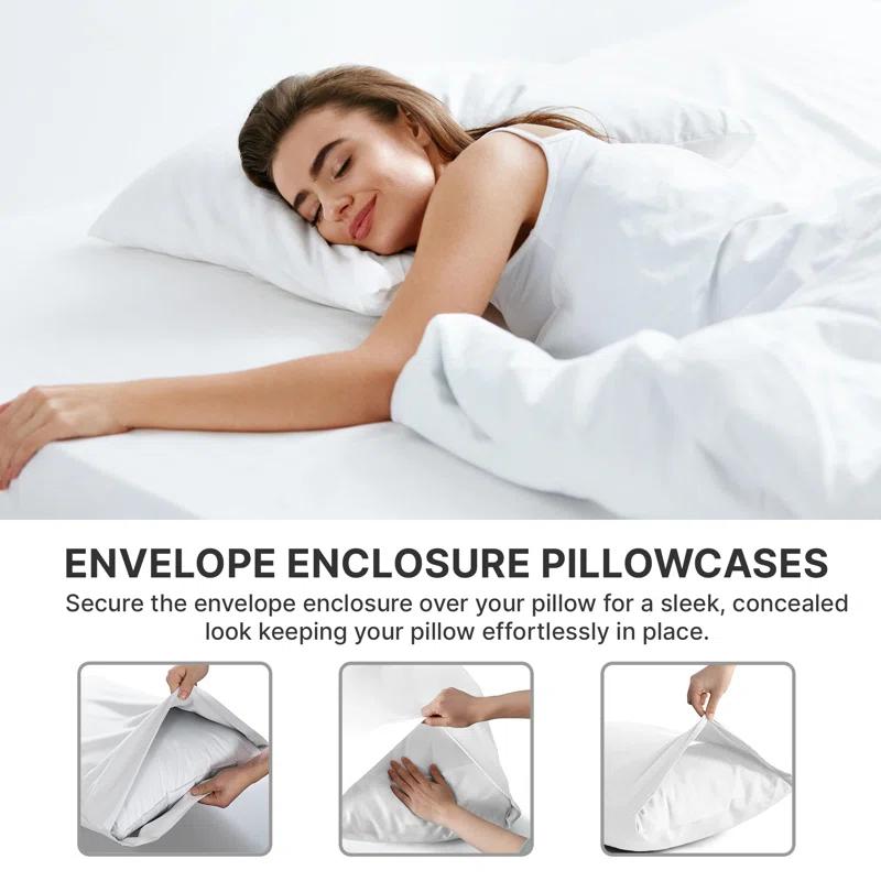 CGK Linens Soft Double Brushed Soft & Cooling Pillowcase - Set of 4