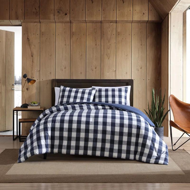 Eddie Bauer Eddie Bauer Lakehouse Plaid Blue Cotton Duvet Cover Set