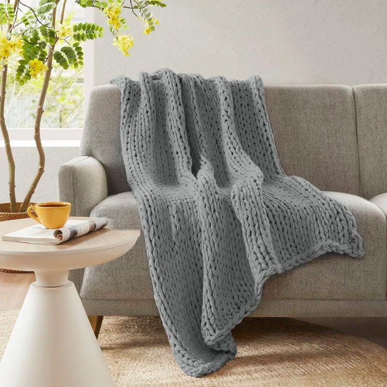 Kelly Clarkson Home Madison Hand Made Chunky Double Knit Throw Blanket