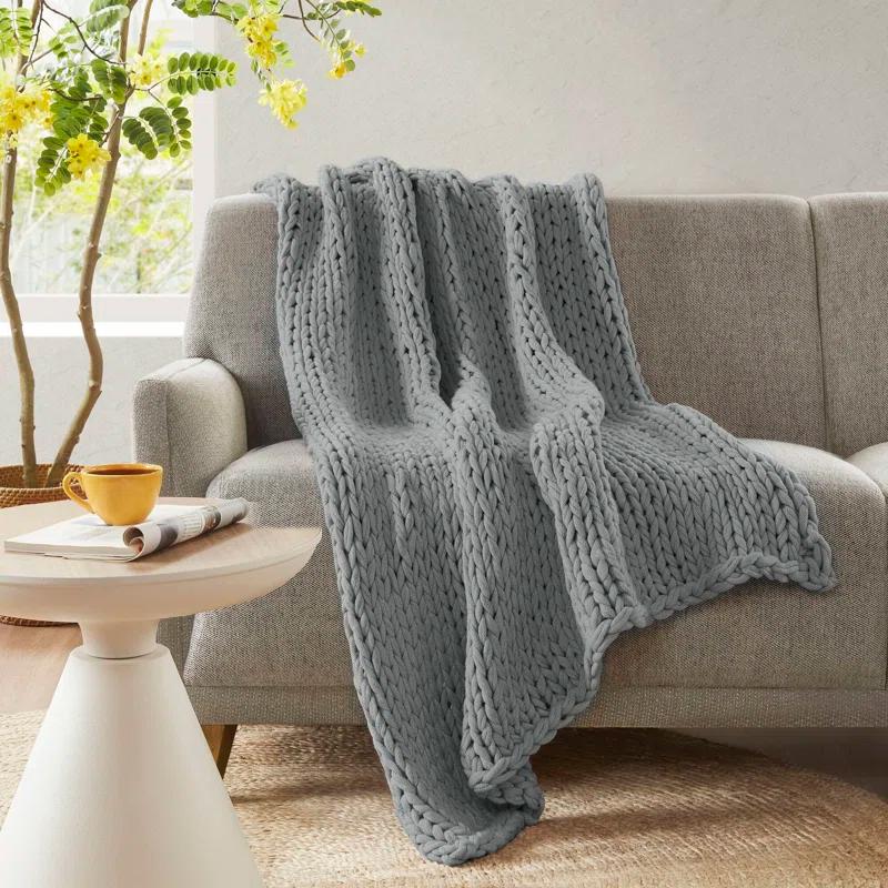 Kelly Clarkson Home Madison Hand Made Chunky Double Knit Throw Blanket