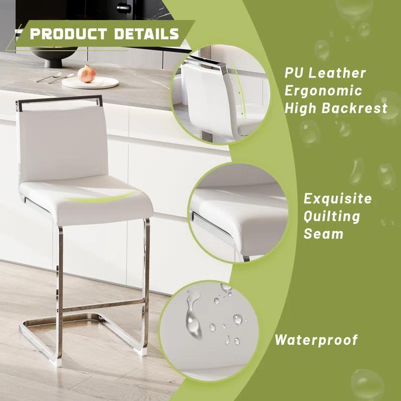 Ivy Bronx Mikale Upholstered Counter Stool with Metal Frame