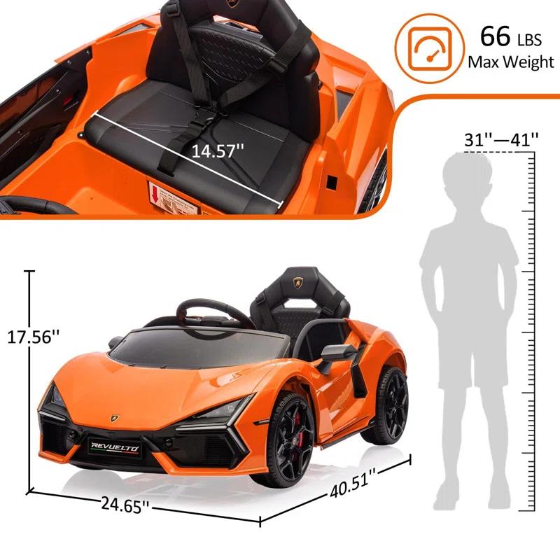 Hetoy 12V Kids Ride On Car, Licensed Lamborghini Revuelto Electric Car For Kids