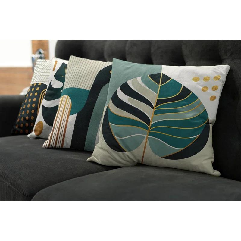 Dark Teal Orange Indoor/Outdoor Pillow Cover