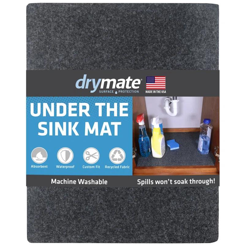 Drymate Under Sink Mat, Protective Cabinet Liner For Kitchen & Bathroom - Absorbent, Waterproof, Machine Washable (24”x29”) (Charcoal) (USA Made)