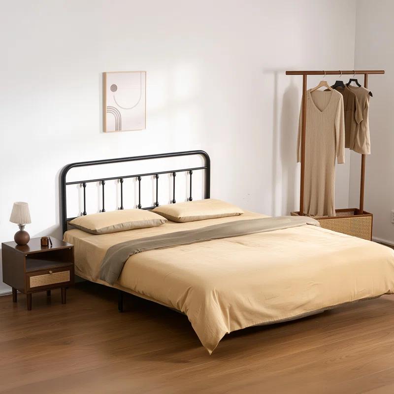 Rosalind Wheeler Metal Headboard, Queen Size Headboard with Adjustable Height, W59.65 x H40.55 x D1.5 inches, Ideal for Bedroom, Hotel, Homestay, Dormitory, Black