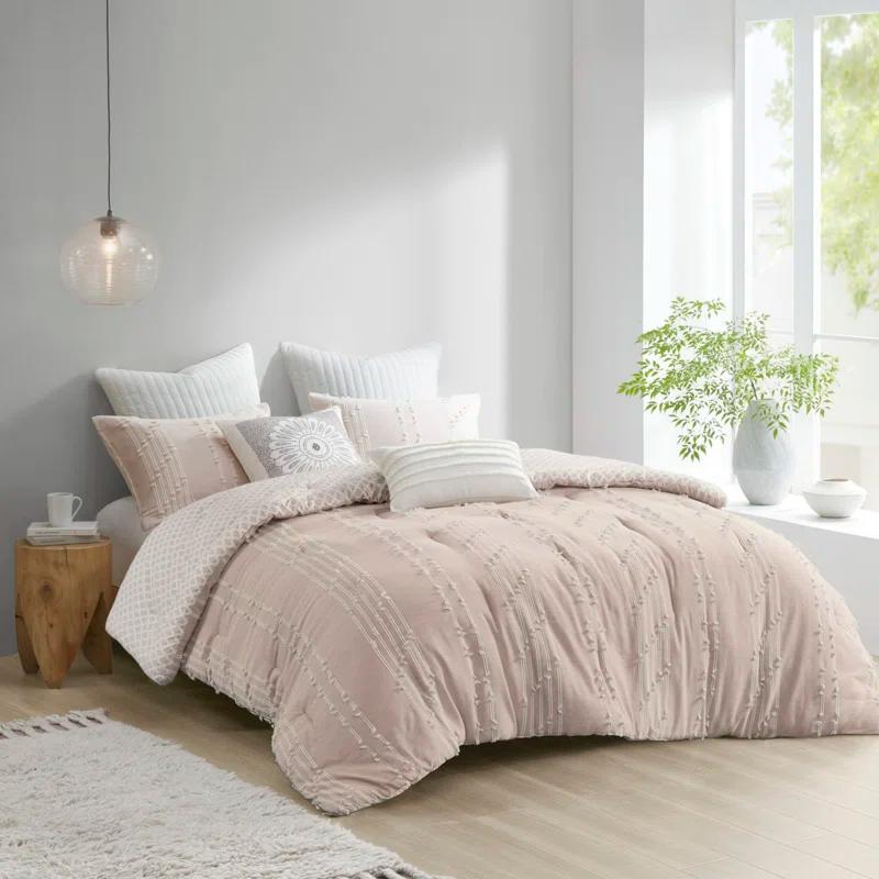 INK+IVY 3 Piece Cotton Jacquard Bedding Set