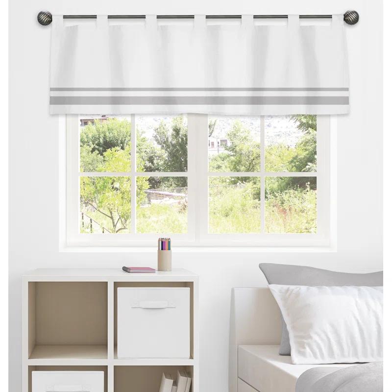 Sweet Jojo Designs White and Gray Hotel Cotton Tab Top Tailored Curtain Valance