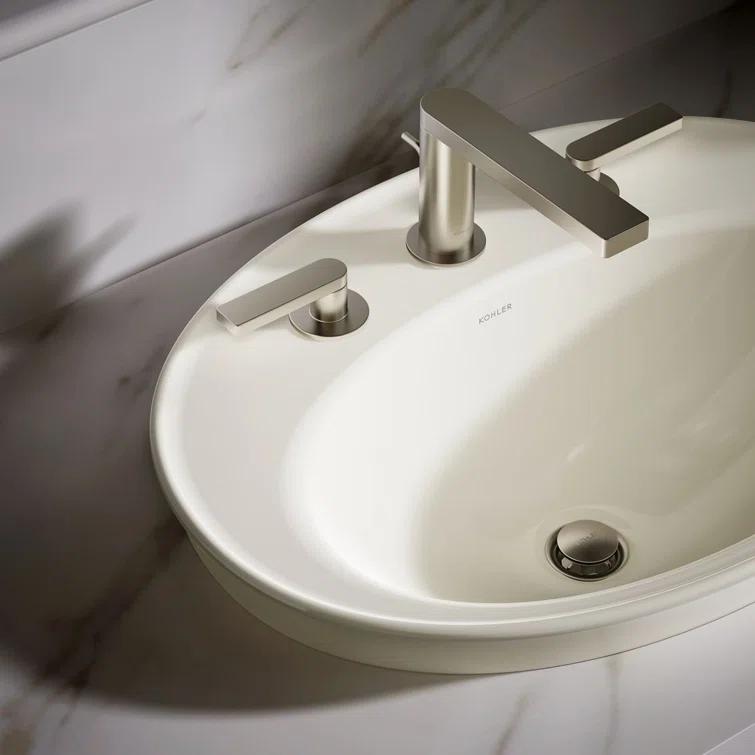 Serif® Ceramic Oval Drop-In Bathroom Sink with Overflow