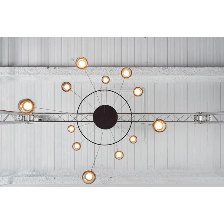 Dora Brass Globe 12-Light LED Pendant with Warm Orb Effect