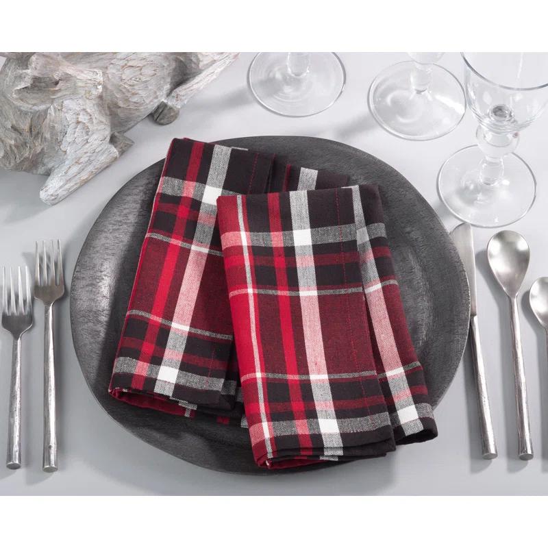 Gracie Oaks Aafrin Plaid 20" Cotton Napkin (Set of 4)