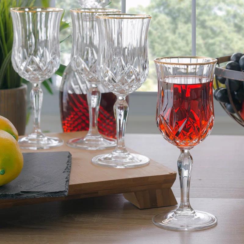 Lorren Home Trends Opera 8oz. Crystal Wine Glass Set (Set of 4)