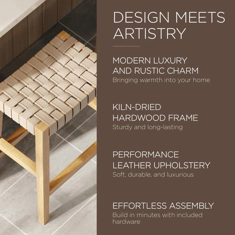 Maven Lane Maven Lane Emerson Kitchen Stool with Vegan Leather Upholstery