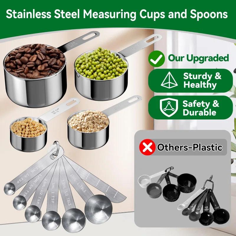 Mixing Bowls Set, 27PCS Stainless Steel Mixing Bowl With Lid Set, Large Nesting Bowls 7, 4.5, 3, 2.5, 2, 1.5QT, Measuring Cups And Spoons Baking Utensils Metal Bowl For Kitchen Prep