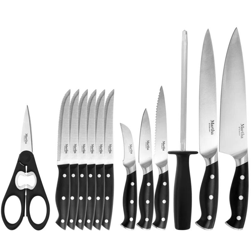 Martha Stewart Martha Stewart Stainless Steel 14 Piece Cutlery And Knife Block Set In Black