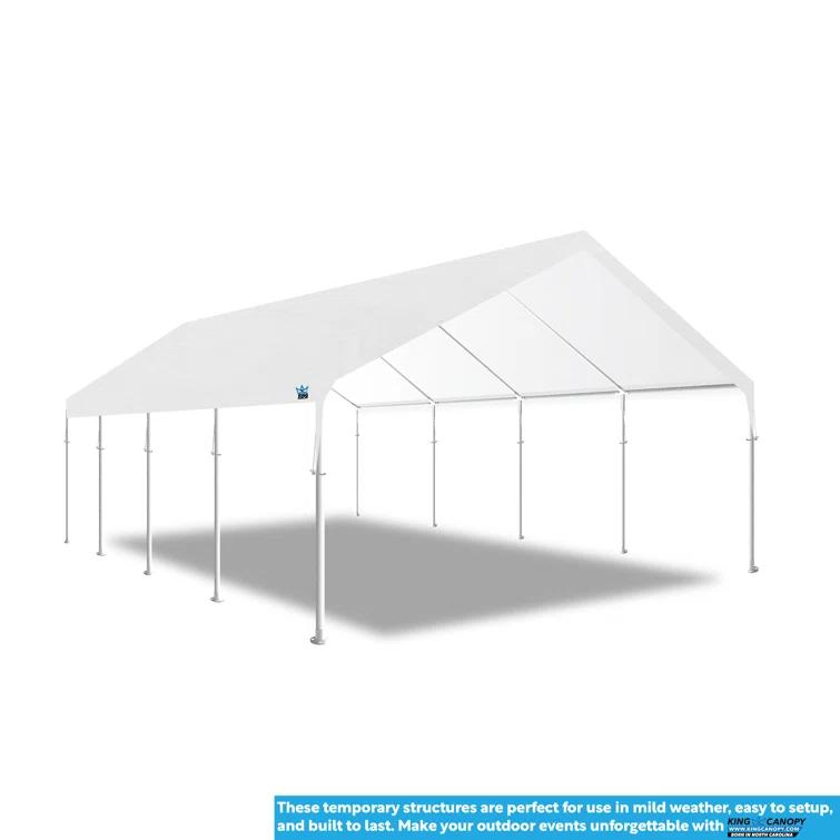 King Canopy Hercules 18ft x 27ft, 2-Inch Hammertone Steel Frame w/ buttons, 10-Leg Carport
