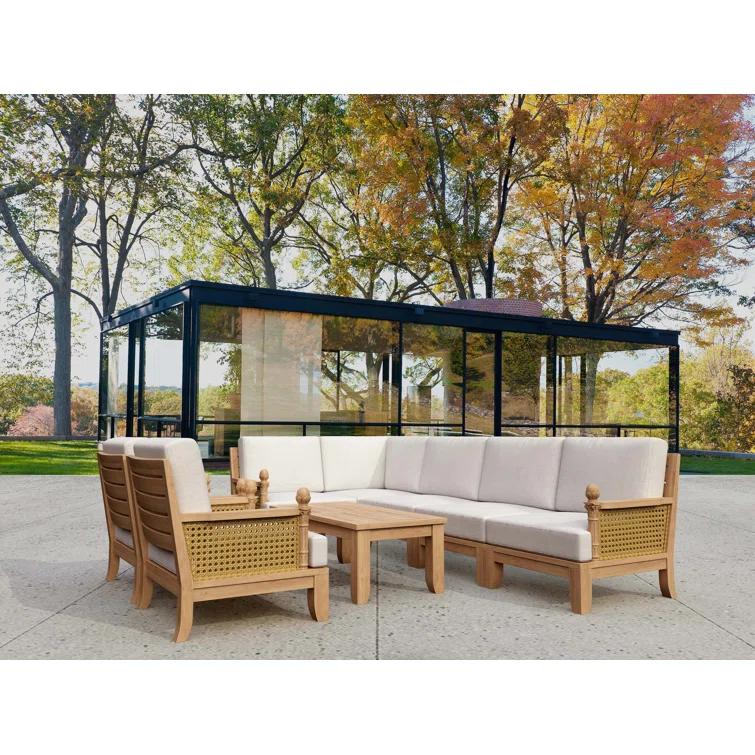 Anderson Teak Luxe Teak 7 - Person Modular Patio Conversation Sets with Sunbrella® Cushions
