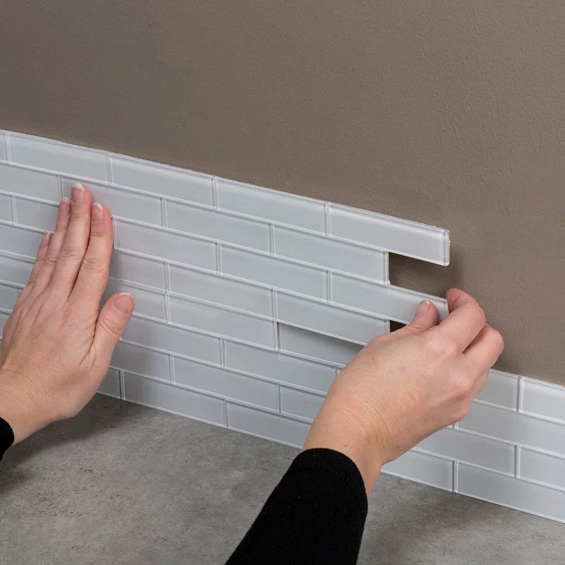 Aspect Aspect Peel and Stick Matted Glass Backsplash Kit in Frost for Kitchen and Bathrooms (15 sq ft Kit)