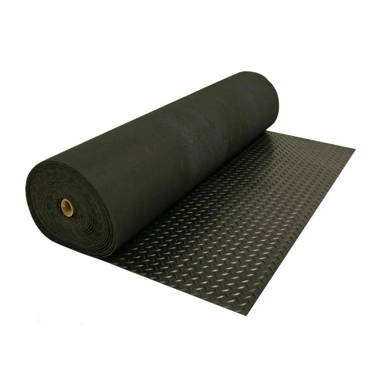 Rubber-Cal, Inc. Rubber-Cal "Diamond-Plate" Rubber Flooring Rolls Rubber-Cal, Inc. 48'' W x 24'' L Garage Flooring in Black