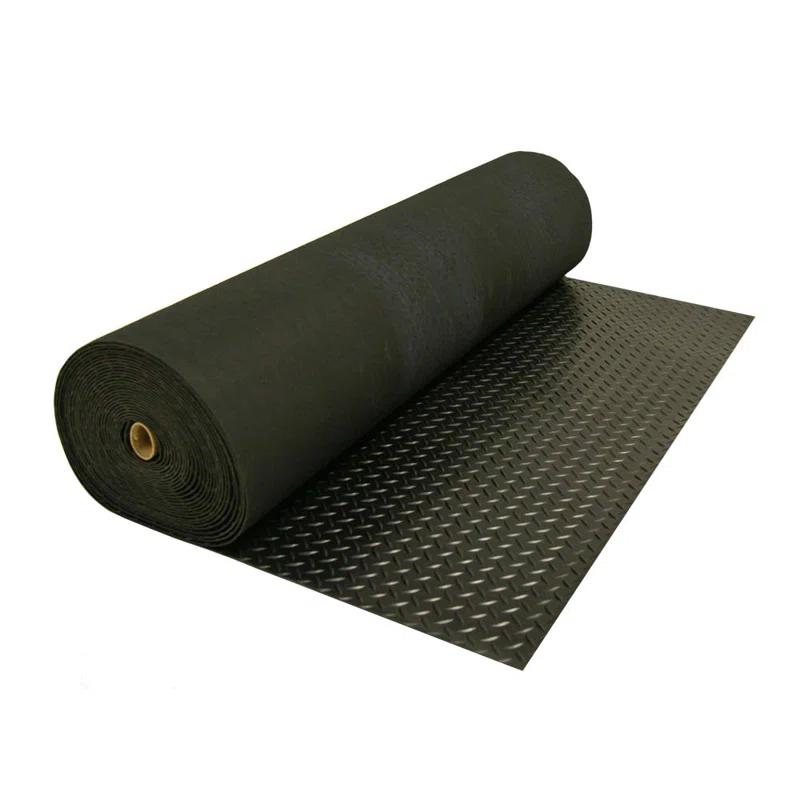Rubber-Cal, Inc. Rubber-Cal "Diamond-Plate" Rubber Flooring Rolls Rubber-Cal, Inc. 48'' W x 24'' L Garage Flooring in Black