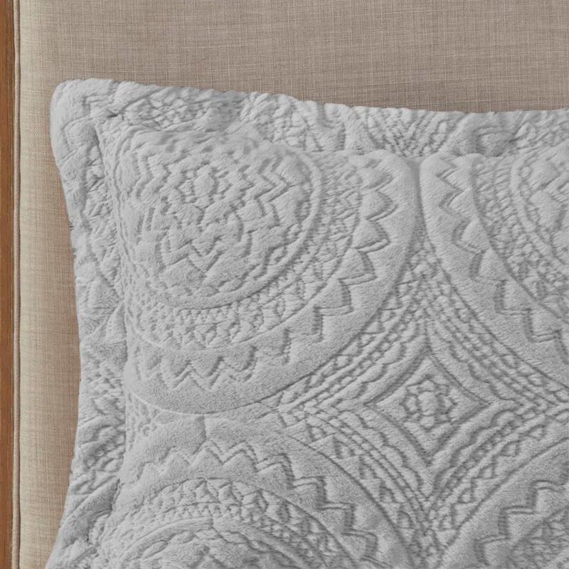 Madison Park Arya Embroidered Medallion Faux Fur Ultra Plush Comforter Set