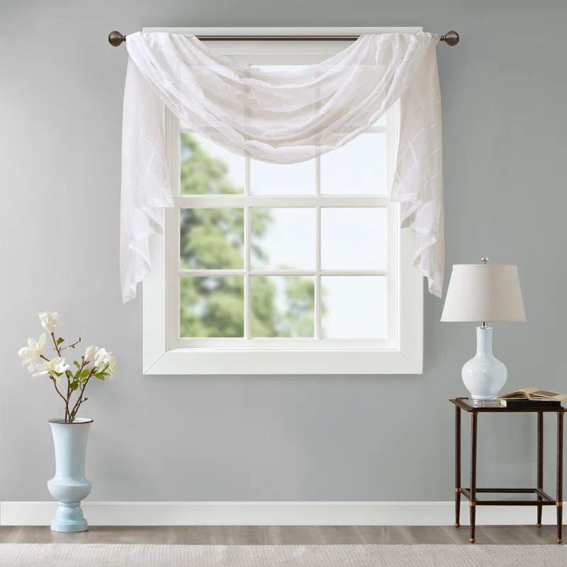 Madison Park Irina Solid Sheer Embroidered Window Scarf