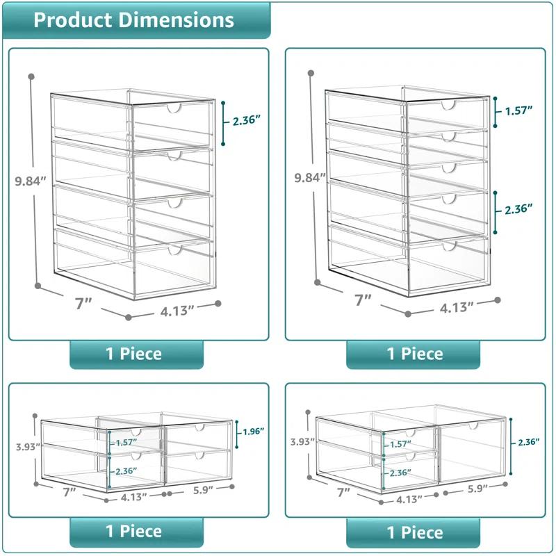 Sorbus Sorbus Clear Storage and Organizer Bins with Drawers,  4 Pcs Stackable Storage Cases for Office, Kitchen, Crafts, and More
