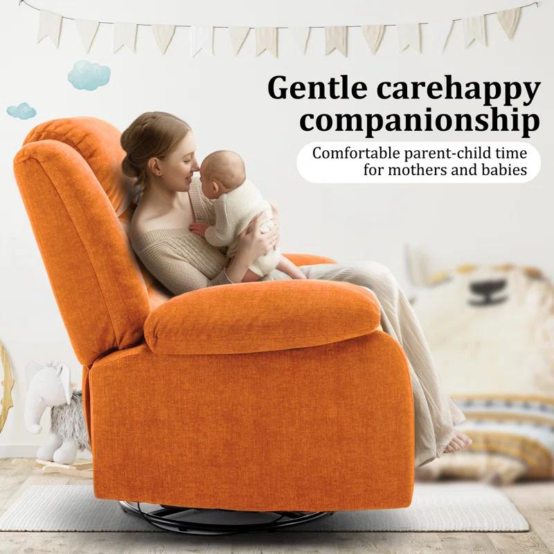 Ebern Designs Ellisse Recliner Chair, Wide Rocker Chair, Rocking Chair with Massage and Heat, 360°Swivel Rocking Chairs, Oversized Recliner for Adult