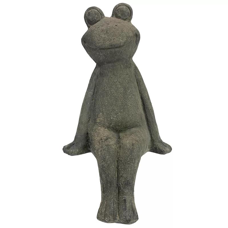 Rustic Brown Resin Sitting Frog Garden Statue