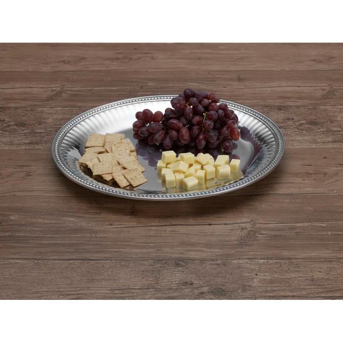 Wilton Armetale Wilton Armetale Flutes and Pearls Oval Serving Tray, 15.5-Inch-by-17.75-Inch