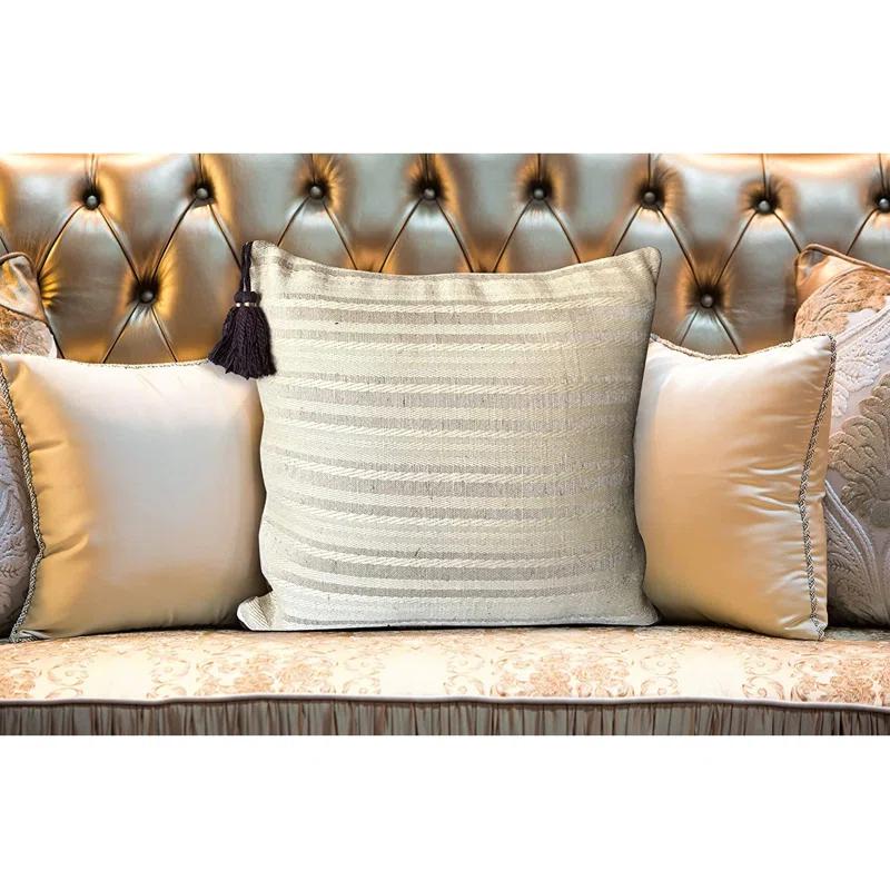 DecorShore Striped Jute / Sisal Pillow Cover