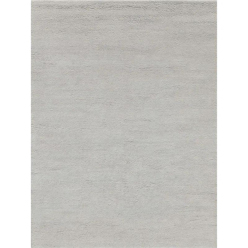 Rectangle Merino Solid Color Hand-Knotted Wool Area Rug In Beige
