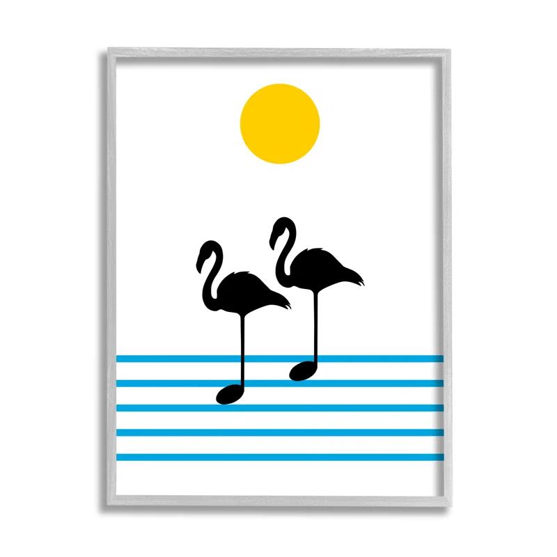Stupell Industries " Morning Sound Flamingo Silhouettes Music Chart Abstraction " by Atelier Posters